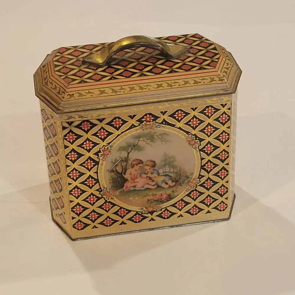 Vintage Candy  Tea Tin Canister with Lid Pastoral Children